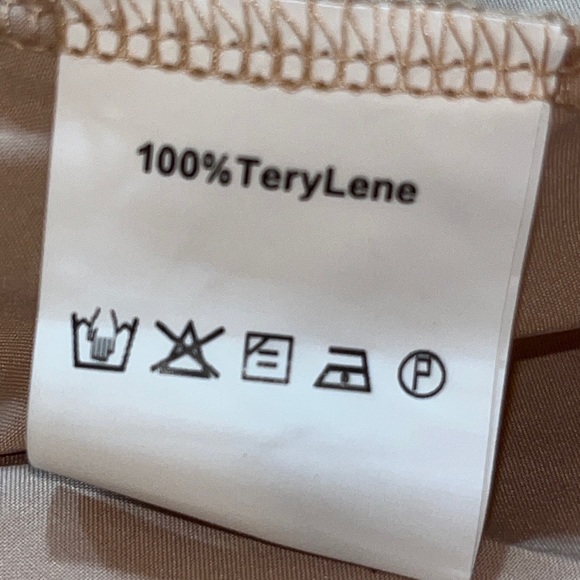 Exlura beige tan nude DRESS square Stretch Neck Long Ruffle sleeve Flowy Ties 2X - Picture 3 of 14